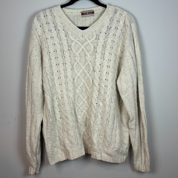 Sweaters - VTG True Mark‎ Womens Beige Cable Knit Fishermans Cotton Wool Sweater Large 90's